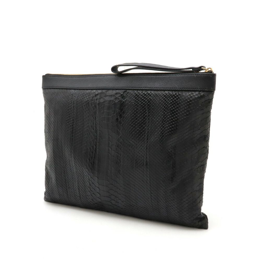 MCM clutch bag Shoulder studded python leather Bl… - image 2